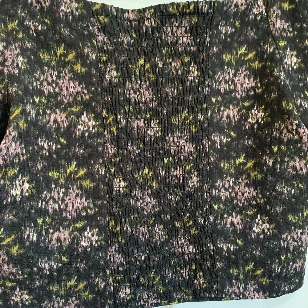 Madewell Hopewell Puff-Sleeve Crop Top Dark Floral Size XS